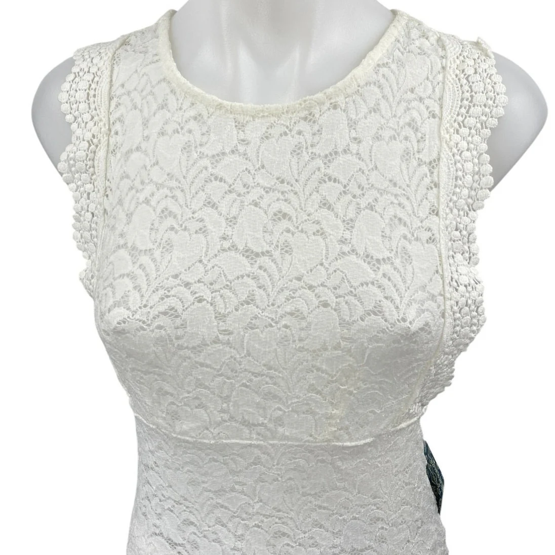 NEW Free People White Floral Lace Sleeveless Racerback Blouse Tank Top Size S - Image 3