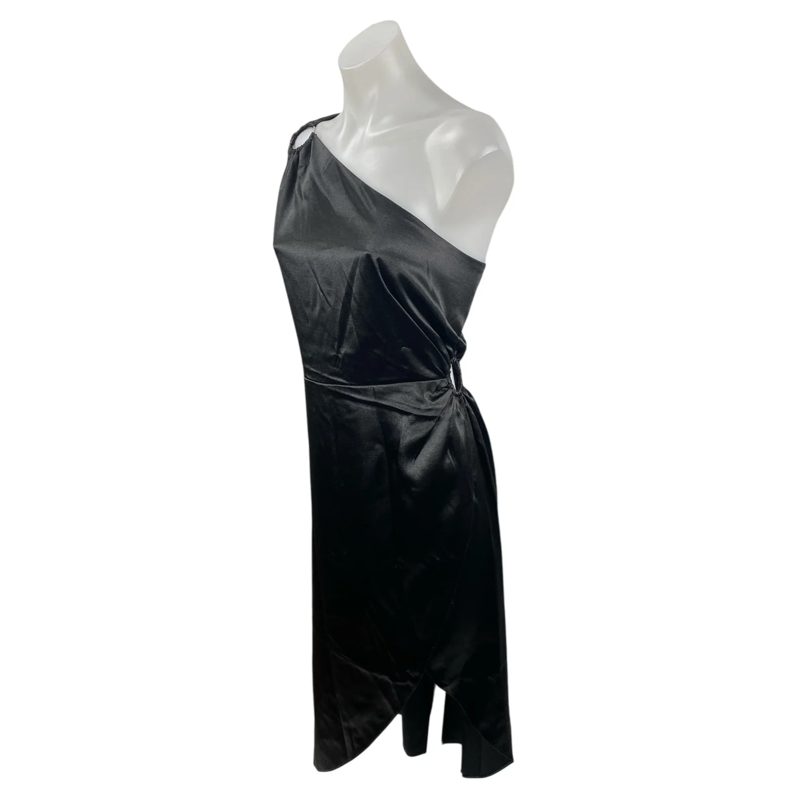 NEW French Connection Adaline One Shoulder Silk Satin Slit Midi Sheath Dress XL - Image 3