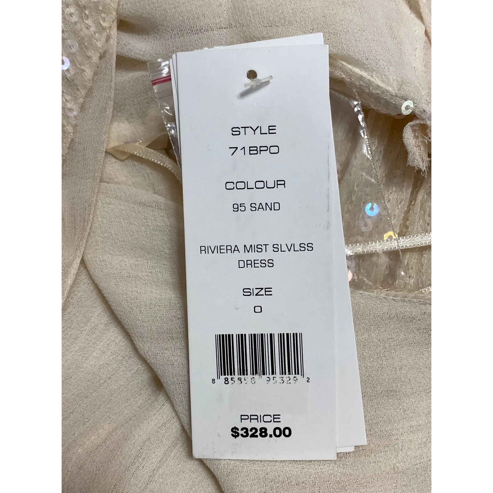 NEW French Connection Riviera Mist Cream Sequin Sleeveless A-line Midi Dress 0 - Image 4