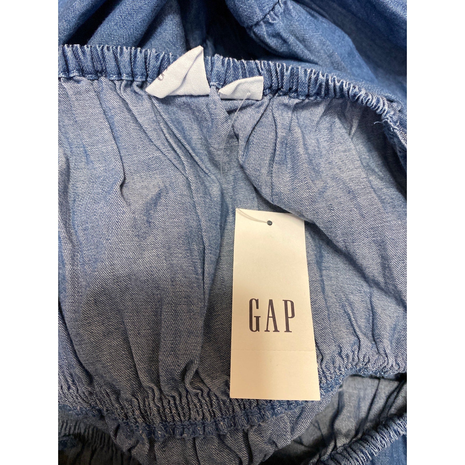 NEW Gap Blue Sleeveless Tiered Ruffle Chambray Denim Jean Mini Blouson Dress XL - Image 3