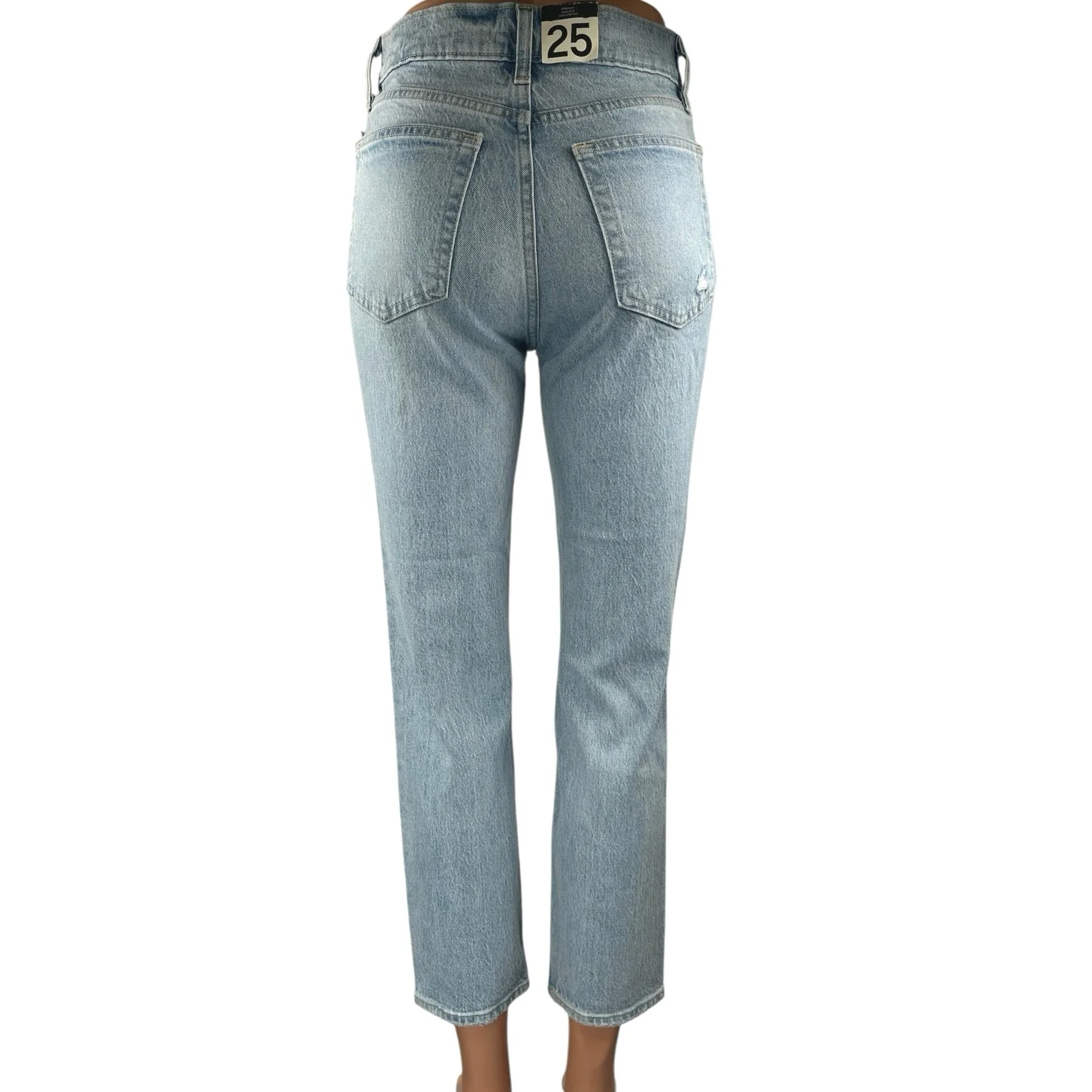 NEW Gap Cheeky Straight High Rise Blue Distressed Cropped Denim Jeans Size 25 - Image 3