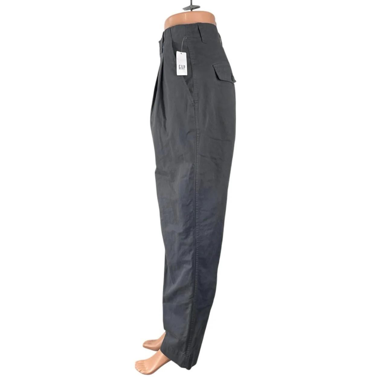 NEW GAP Gray Pleated High Rise Baggy Barrel Palazzo Wide Leg Trousers Pants 12 - Image 2