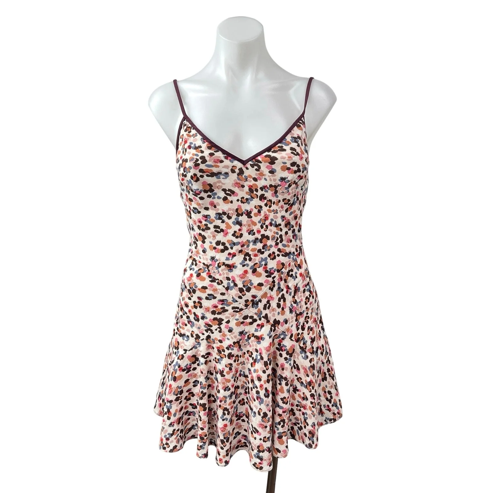 NEW GAP Multicolor Abstract Sleeveless V Neck Mini Flare A-Line Slip Dress Sz XS