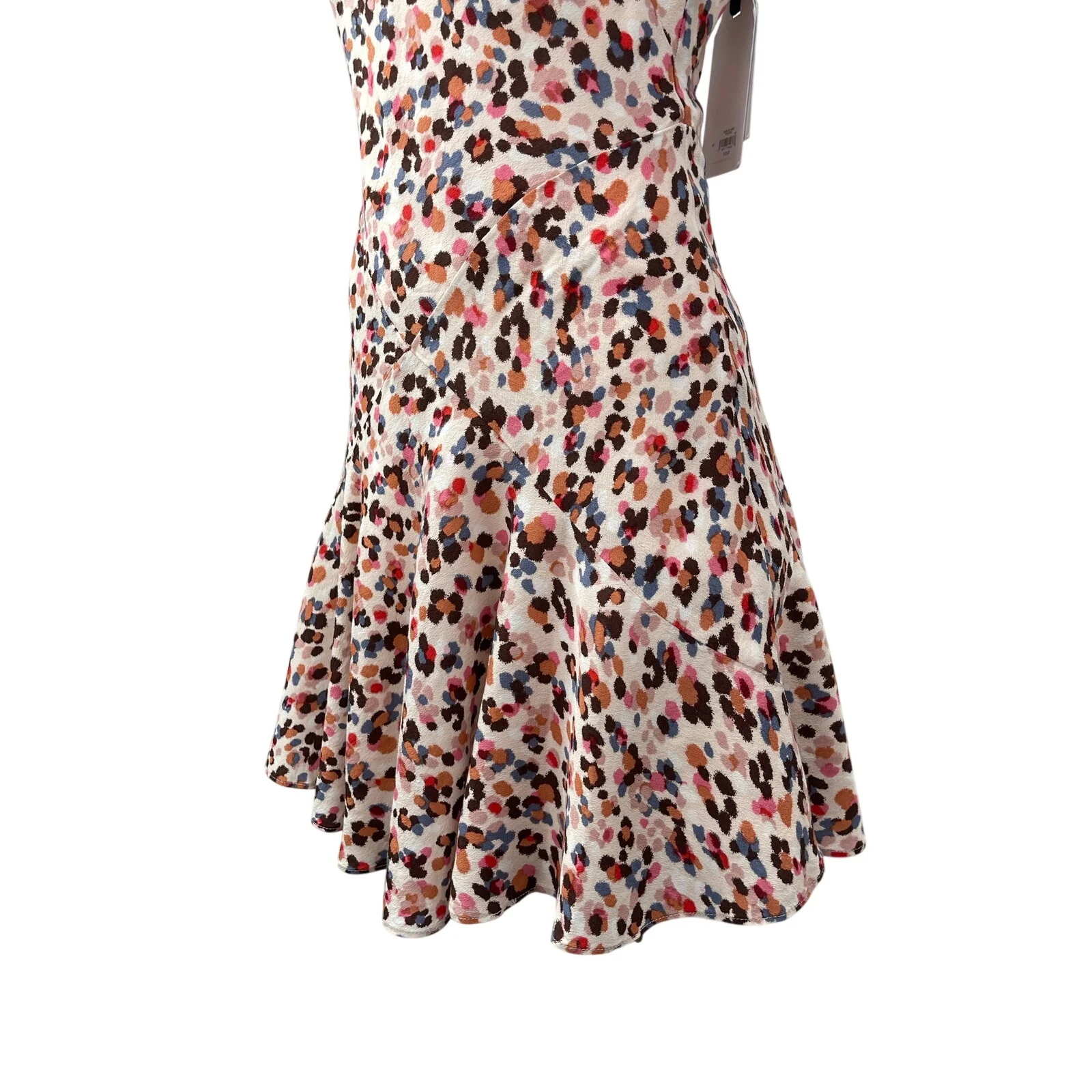 NEW GAP Multicolor Abstract Sleeveless V Neck Mini Flare A-Line Slip Dress Sz XS - Image 3