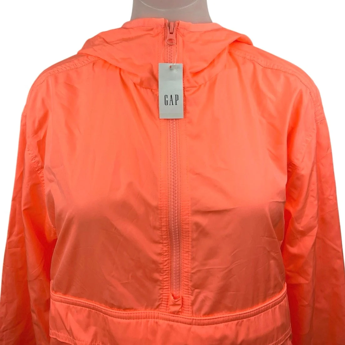 NEW Gap Orange Water Resistant Pack Into Pocket Windbreaker Jacket Size XXS/XS - Image 3
