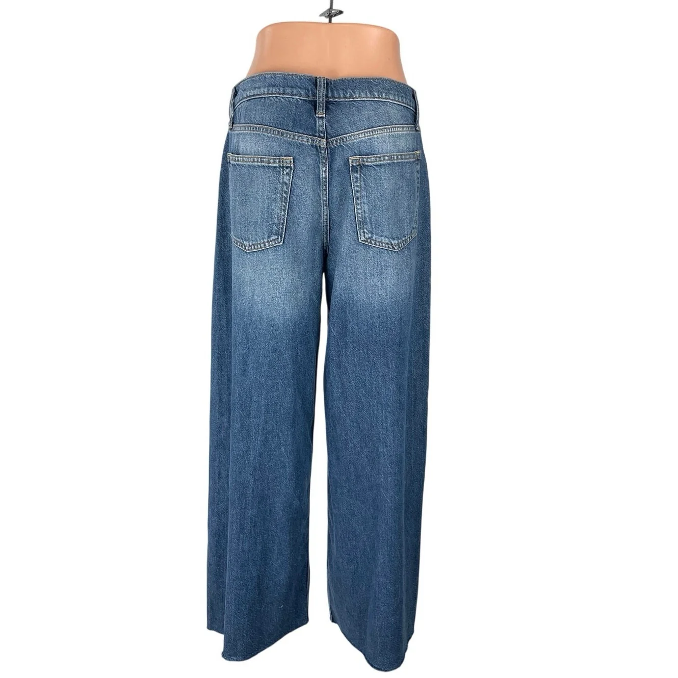 NEW GAP Raw Hem Mid Rise Baggy Palazzo Straight Wide Leg Denim Jeans Pants Sz 27 - Image 3