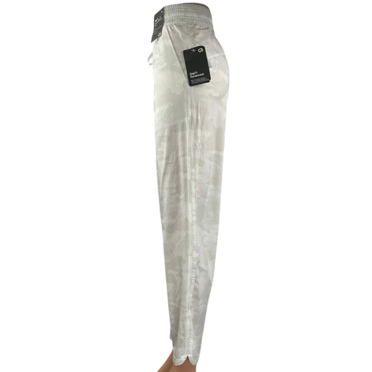 NEW Gap Runaround Womens White Gray Camo Drawstring Wide Leg Sweat Pants Size XL - Image 2