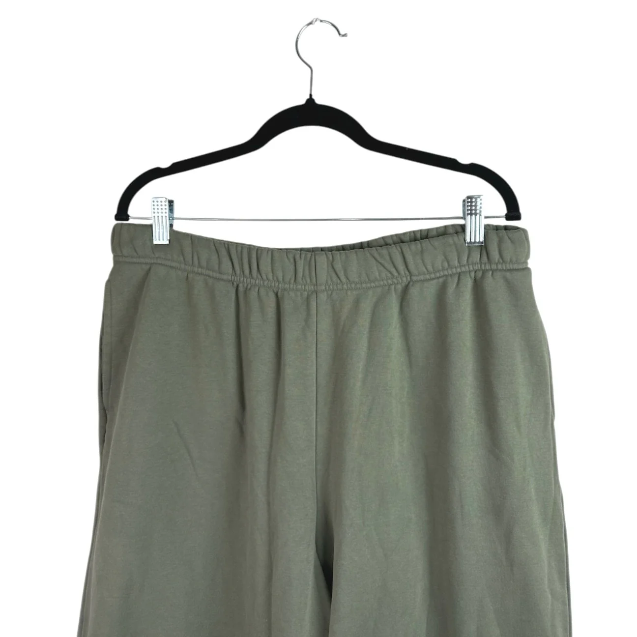 NEW GAP Womens Green Fleece High Waist Straight Wide Leg Lounge Trousers Pants L - Image 3