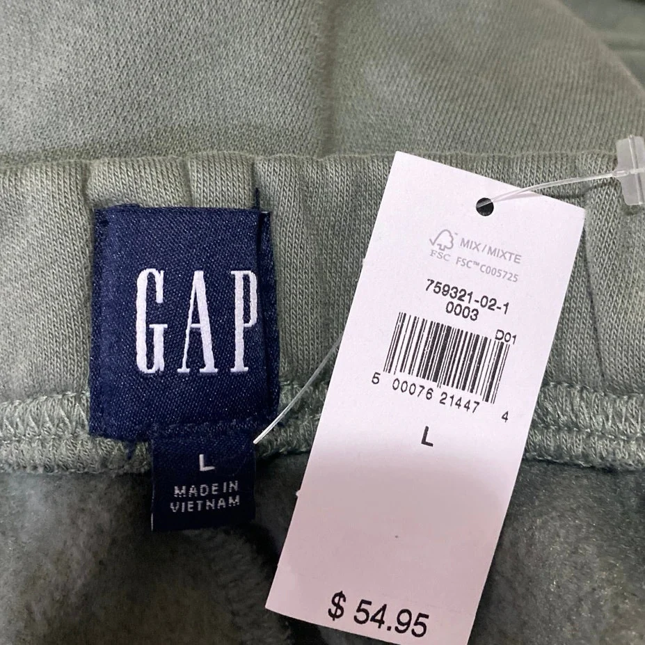 NEW GAP Womens Green Fleece High Waist Straight Wide Leg Lounge Trousers Pants L - Image 4