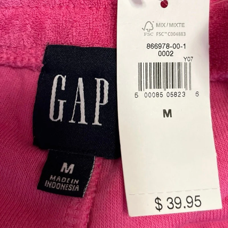 NEW GAP Women's Pink Terry High Waisted Mini Pull On Casual Lounge Shorts Sz M - Image 4