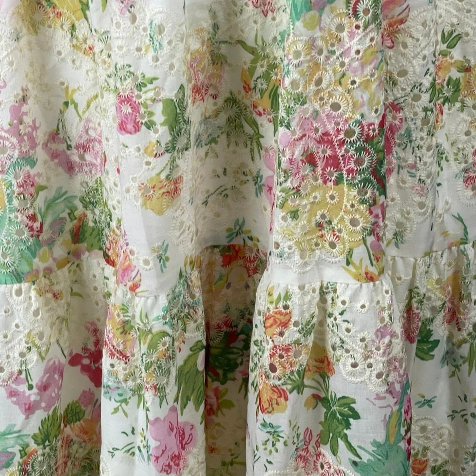 NEW GeeGee Floral Embroidery Eyelet Sleeveless Midi Tank Flare A-Line Dress 2XL - Image 2