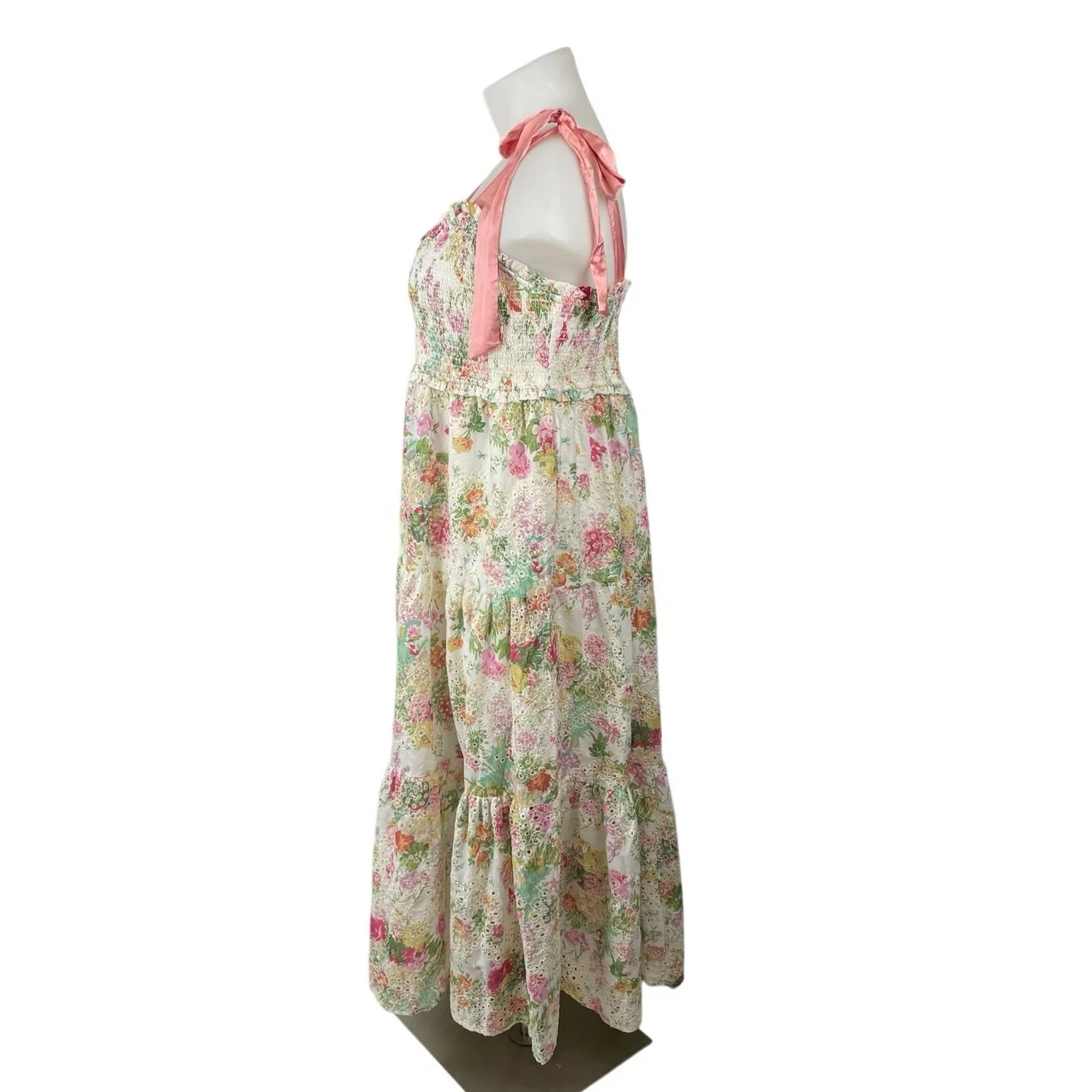 NEW GeeGee Floral Embroidery Eyelet Sleeveless Midi Tank Flare A-Line Dress 2XL - Image 3