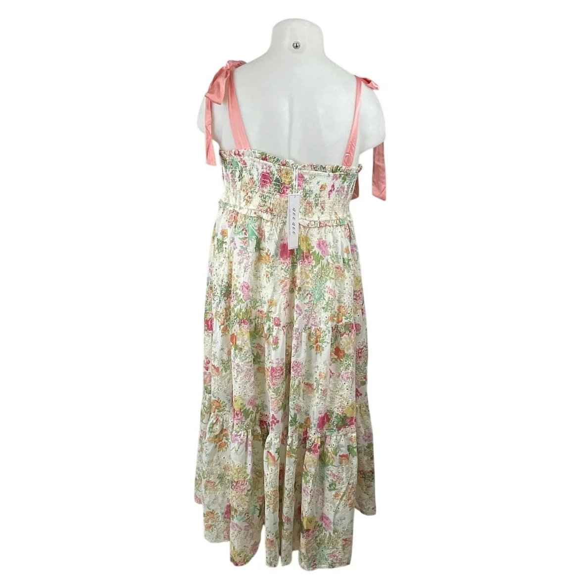 NEW GeeGee Floral Embroidery Eyelet Sleeveless Midi Tank Flare A-Line Dress 2XL - Image 4