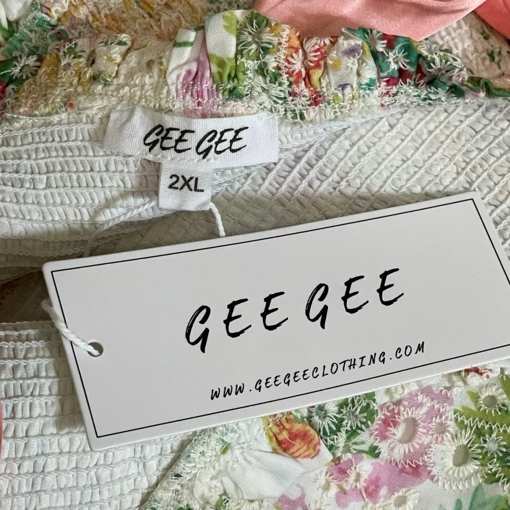NEW GeeGee Floral Embroidery Eyelet Sleeveless Midi Tank Flare A-Line Dress 2XL - Image 5