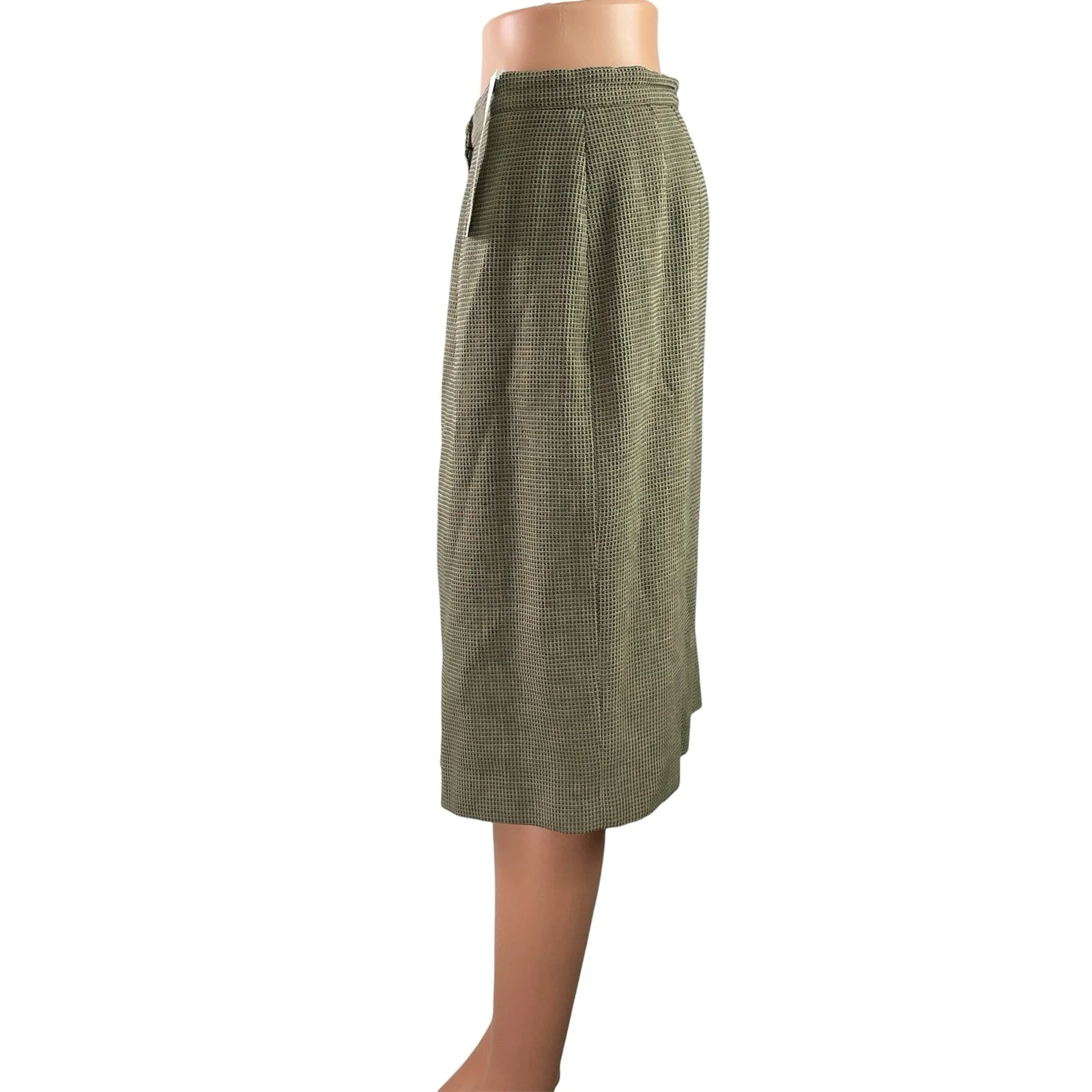 NEW Giorgio Armani Women's Gray Tweed Pleated Slit Pencil Midi Skirt Size 10 - Image 2