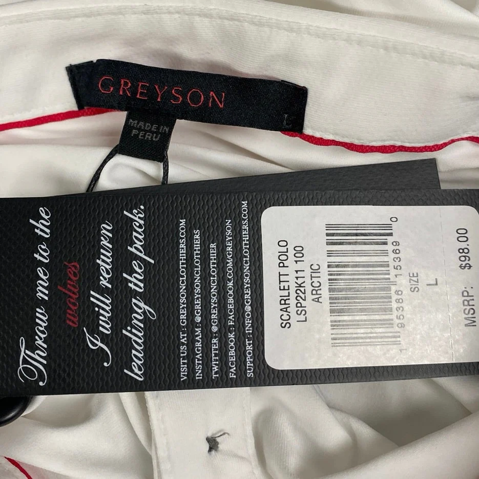 NEW Greyson Scarlett Women's White Short Sleeve Logo Golf Polo Shirt Top Size L - Image 4