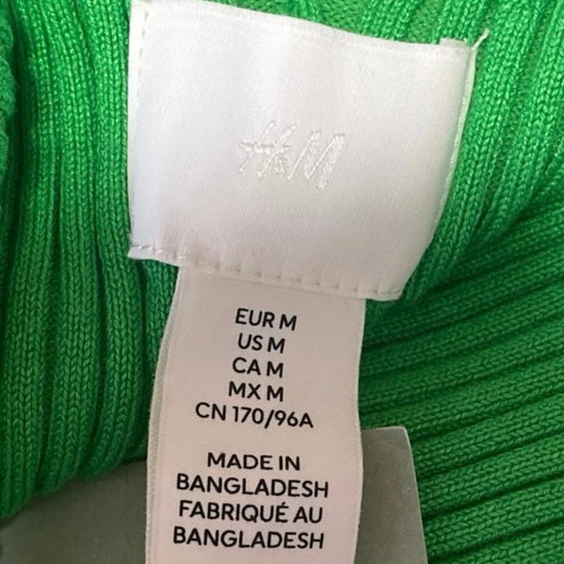 NEW H&M Green Rib Knit Sleeveless V-Neck Cami Camisole Midi Bodycon Tank Dress M - Image 4