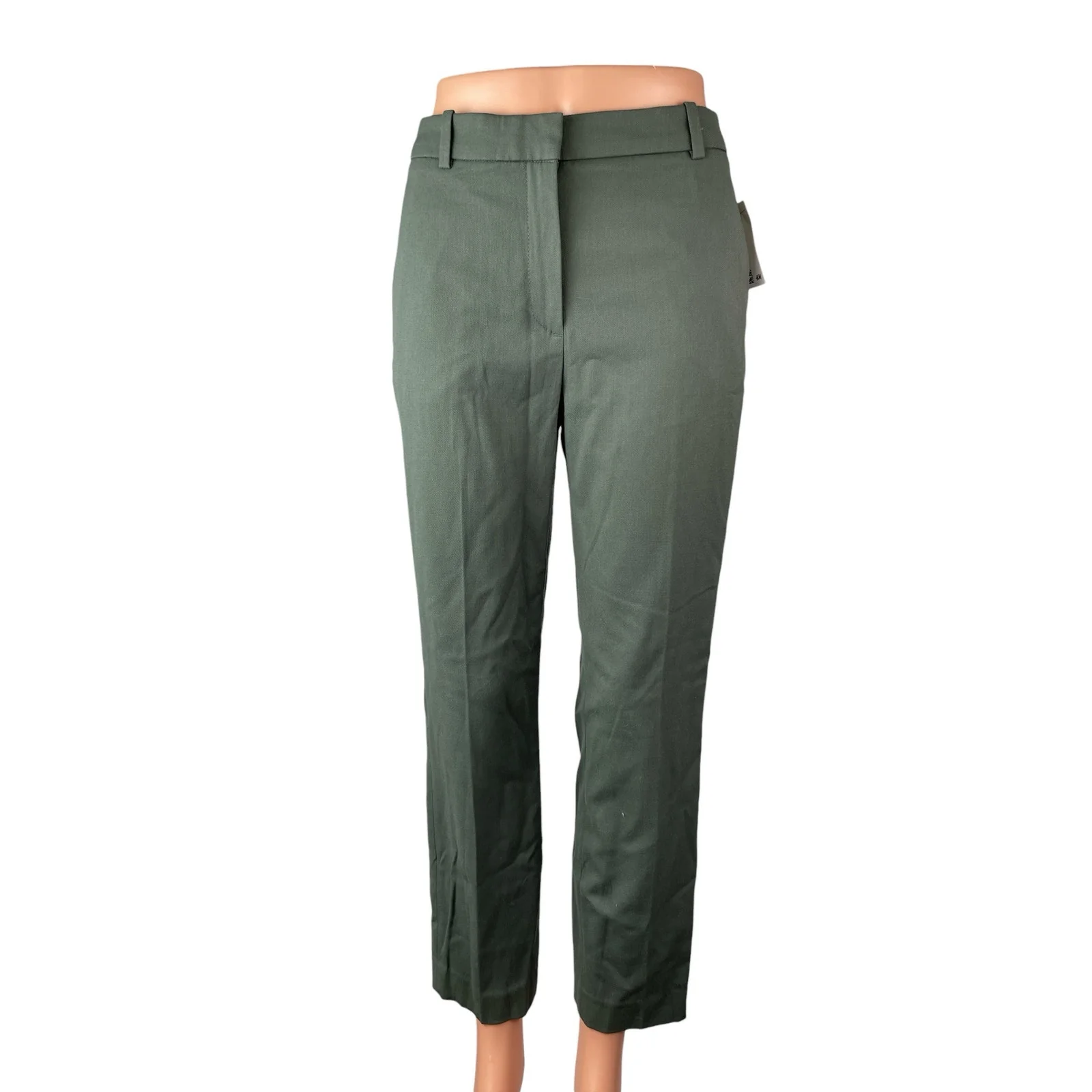NEW H&M Men's Green Slim Slacks High Rise Straight Chino Trousers Dress Pants 2