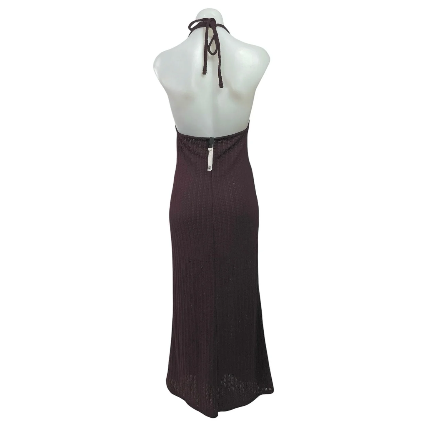 NEW H&M Purple Halter Plunge V Neck Sleeveless Crochet Open Back Maxi Dress S - Image 3
