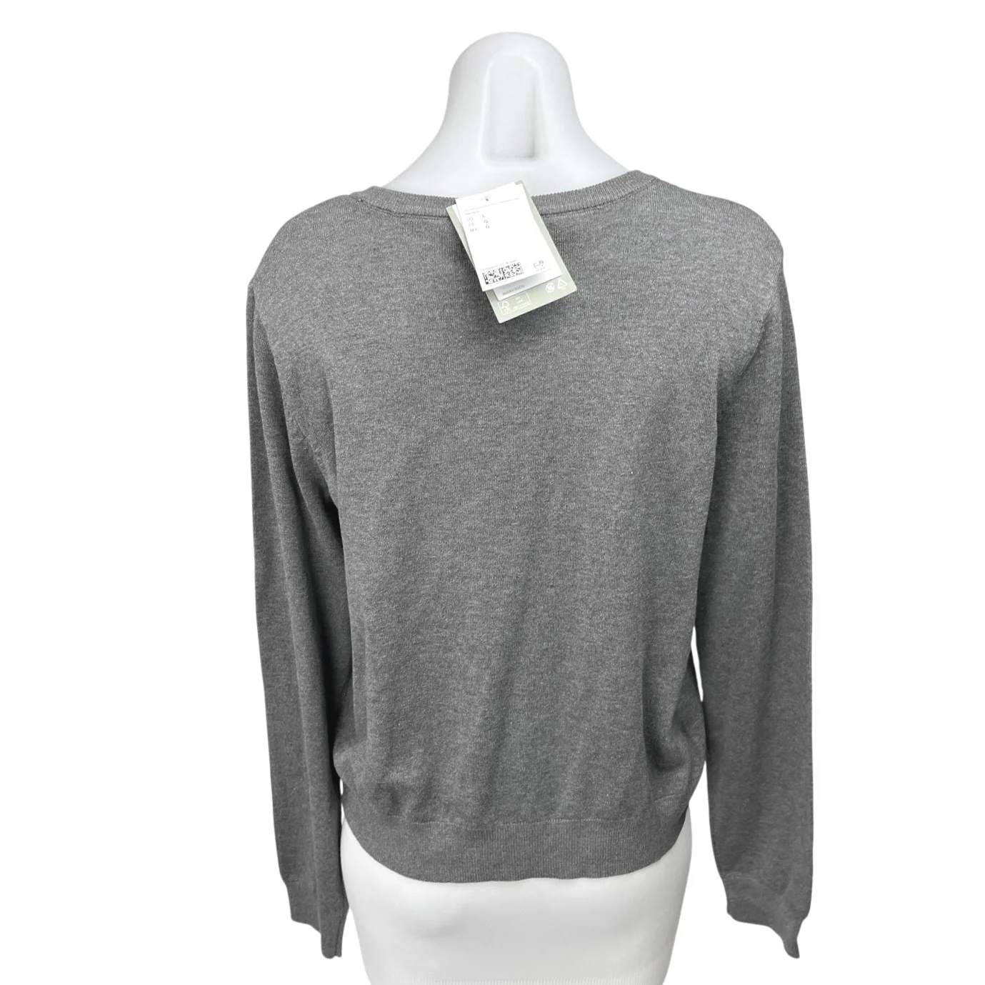 NEW H&M Women's Gray Knit Crew Neck Long Sleeve Pullover Sweater Top Size L - Image 2