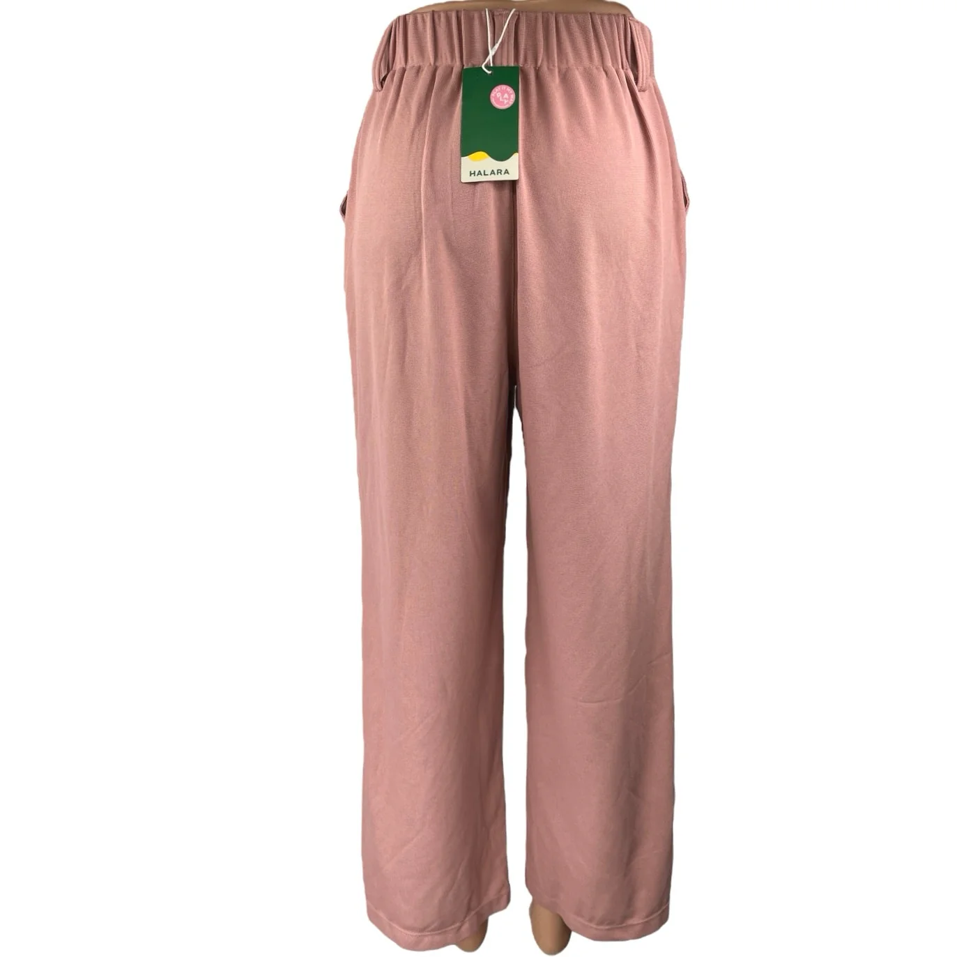 NEW Halara Women's Pink High Waisted Pleated Wide Leg Trousers Dress Pants Sz XS - Image 3