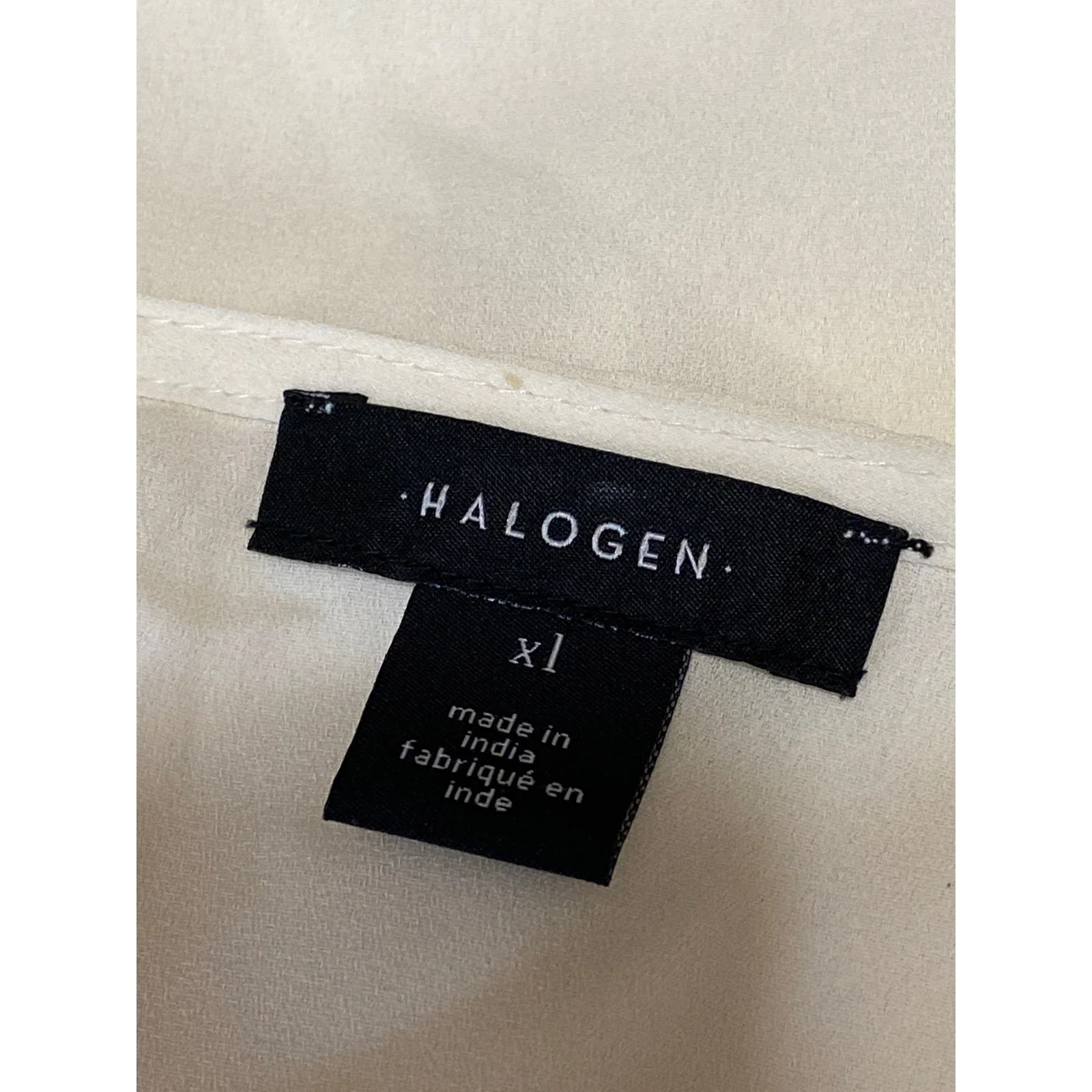 NEW Halogen Cream White Faux Wrap V-neck Pleated Long Sleeve Blouse Top Size XL - Image 4