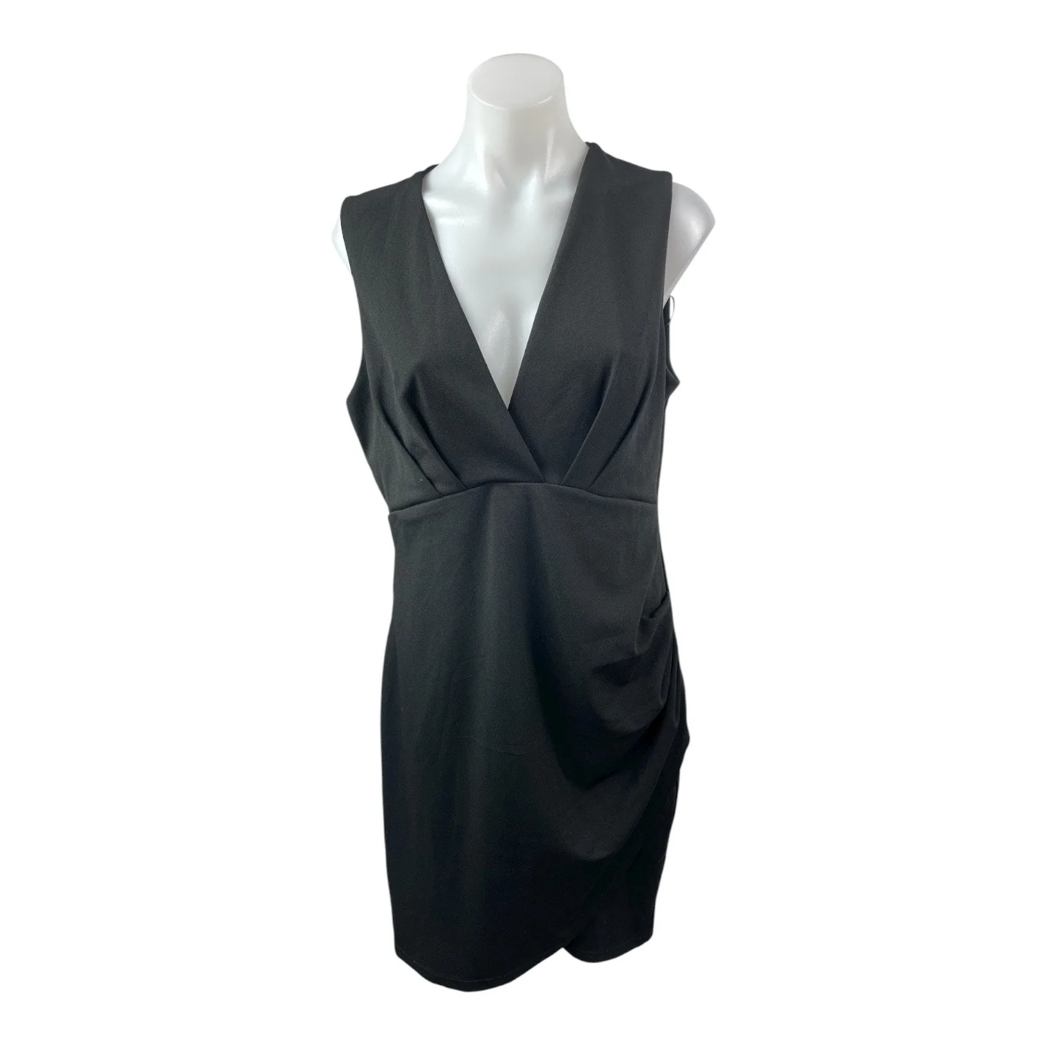 NEW iHot Women's Black Sleeveless Deep V Neck Tank Mini Sheath Dress Size L