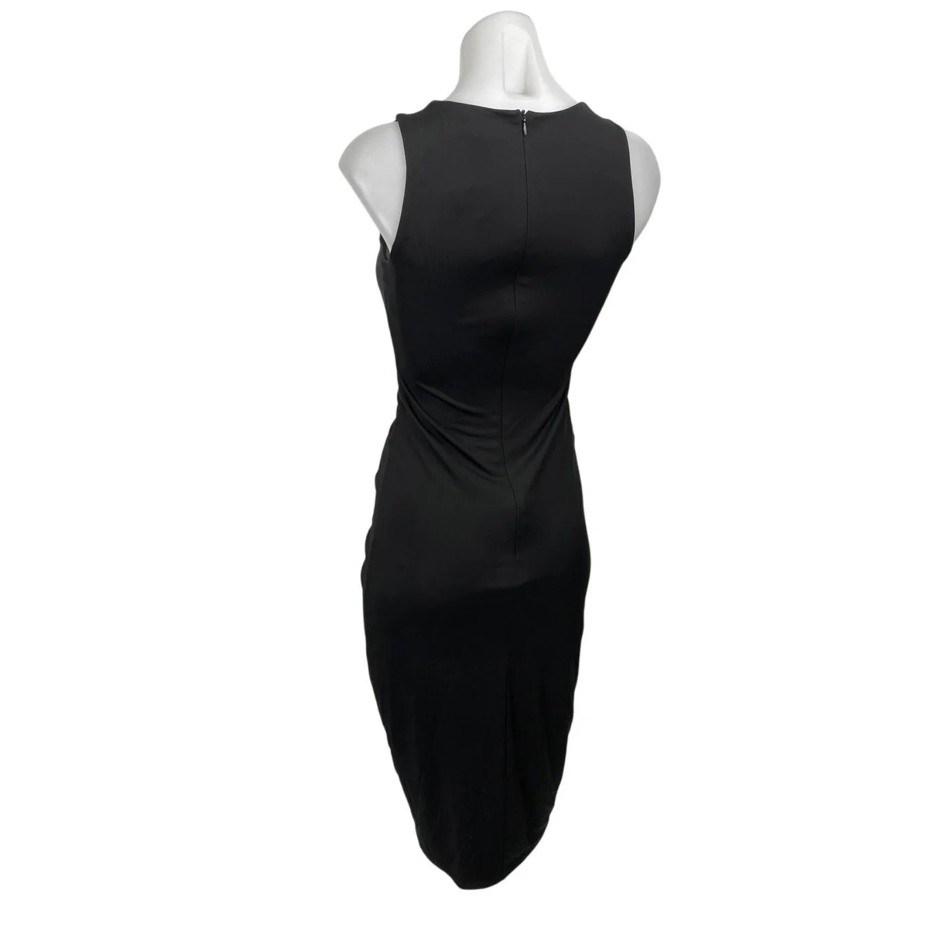 NEW International Concept Black Ruched Sleeveless Midi Bodycon Tank Dress Sz XS - Image 2