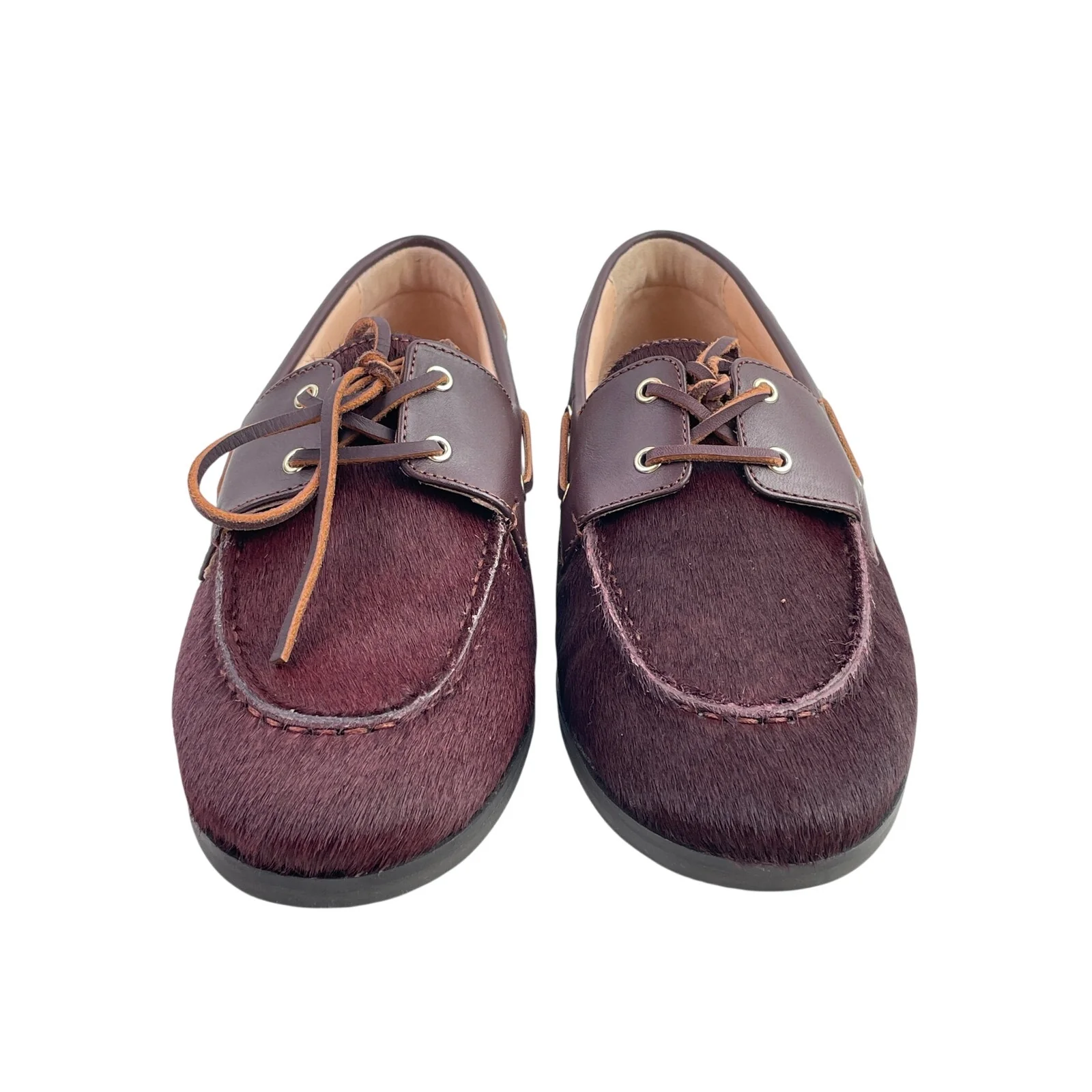 NEW J.Crew Haircalf Classic Womens Purple Leather Lace Up Flat Loafer Shoes Sz 9 - Image 2