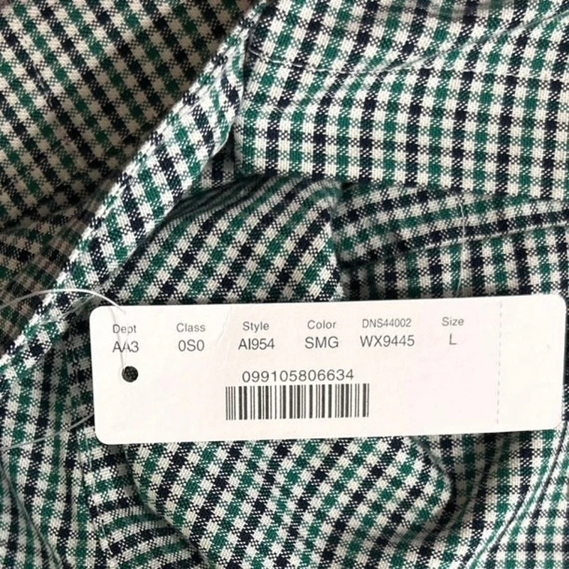 NEW J.Crew Men's Green Gingham Check Slim Long Sleeve Button Down Shirt Top Sz L - Image 3
