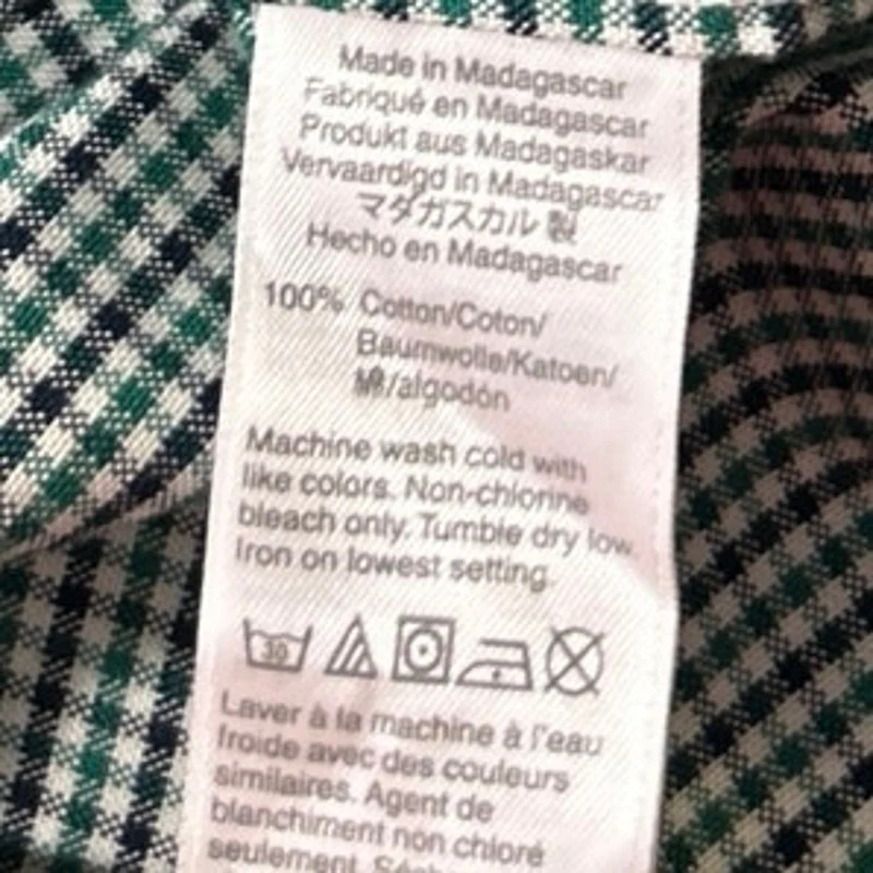NEW J.Crew Men's Green Gingham Check Slim Long Sleeve Button Down Shirt Top Sz L - Image 5