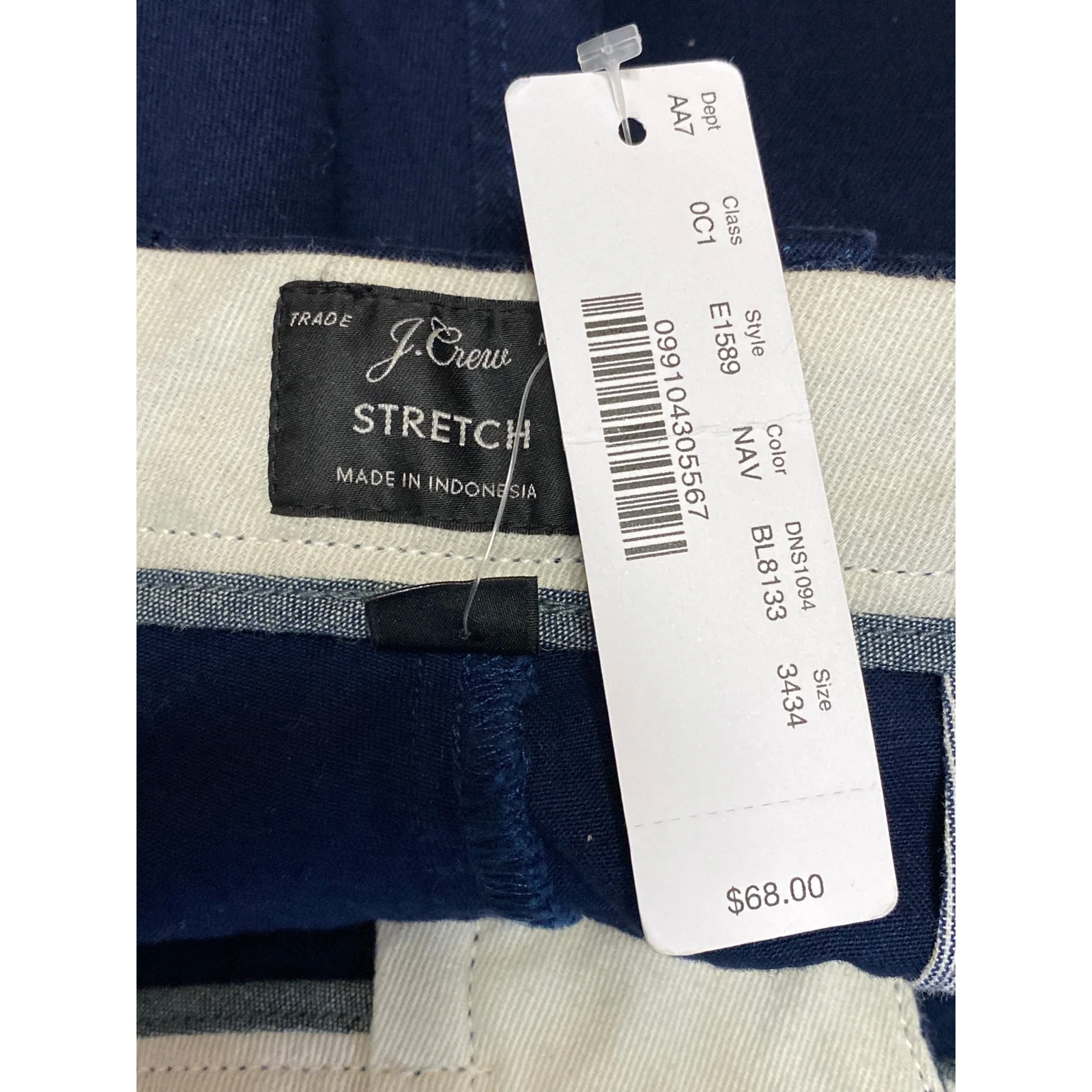 NEW J.Crew Stretch Men's Blue High Rise Straight Chino Khaki Trousers Pants 34 - Image 3