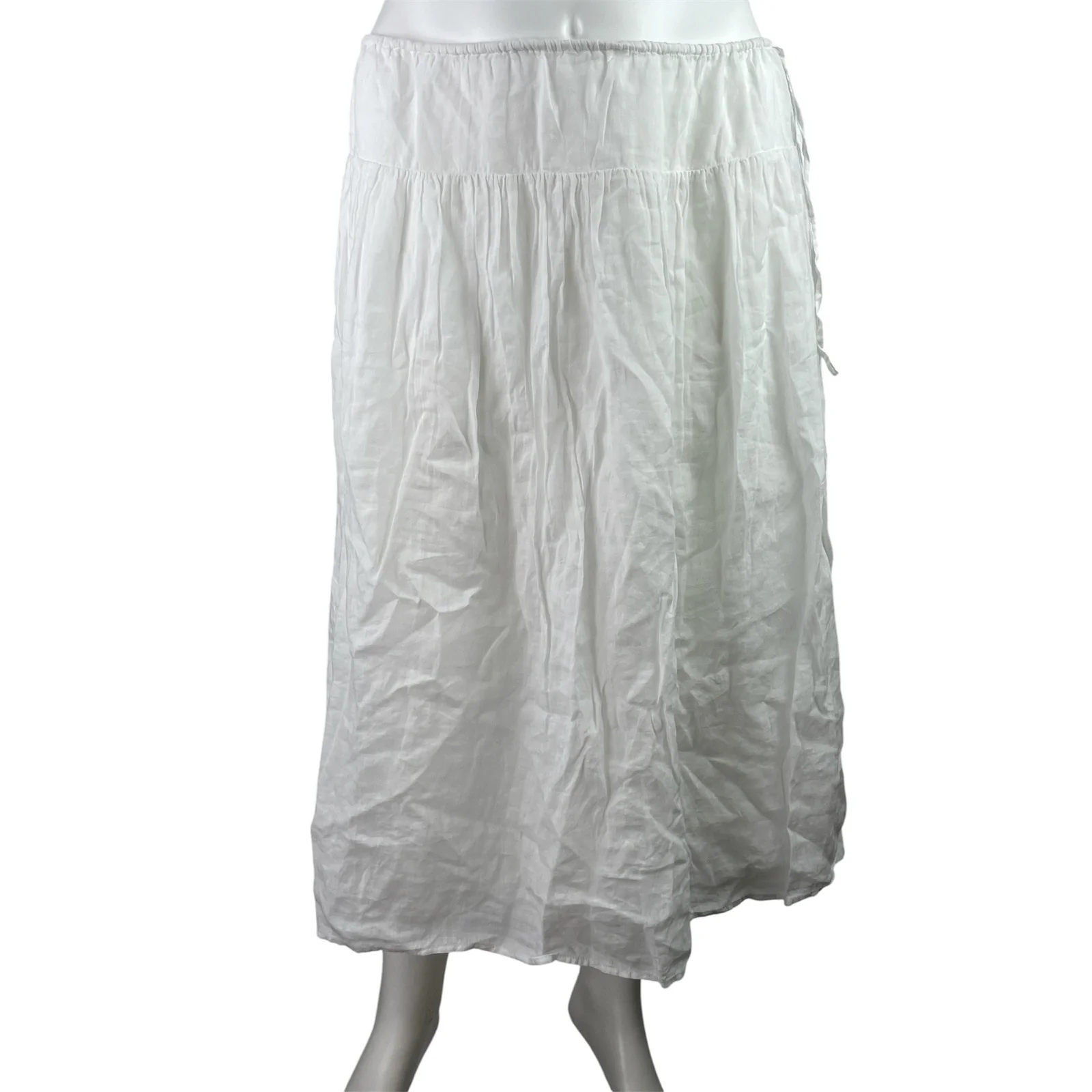 NEW J. Crew Women's White Peasant Boho Tiered Flowy Crinkle Maxi Skirt Size XL