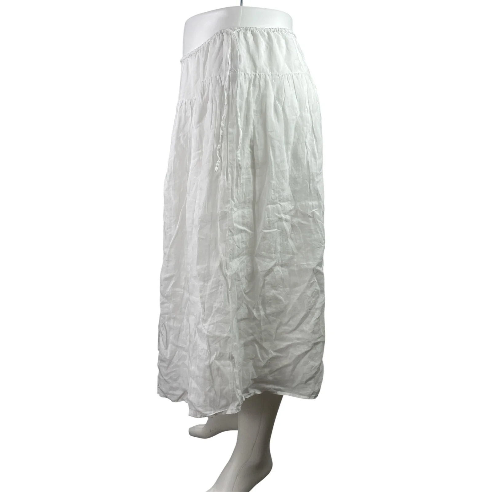 NEW J. Crew Women's White Peasant Boho Tiered Flowy Crinkle Maxi Skirt Size XL - Image 2