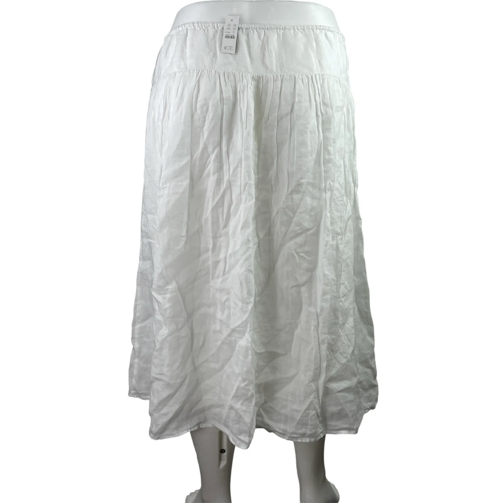 NEW J. Crew Women's White Peasant Boho Tiered Flowy Crinkle Maxi Skirt Size XL - Image 3