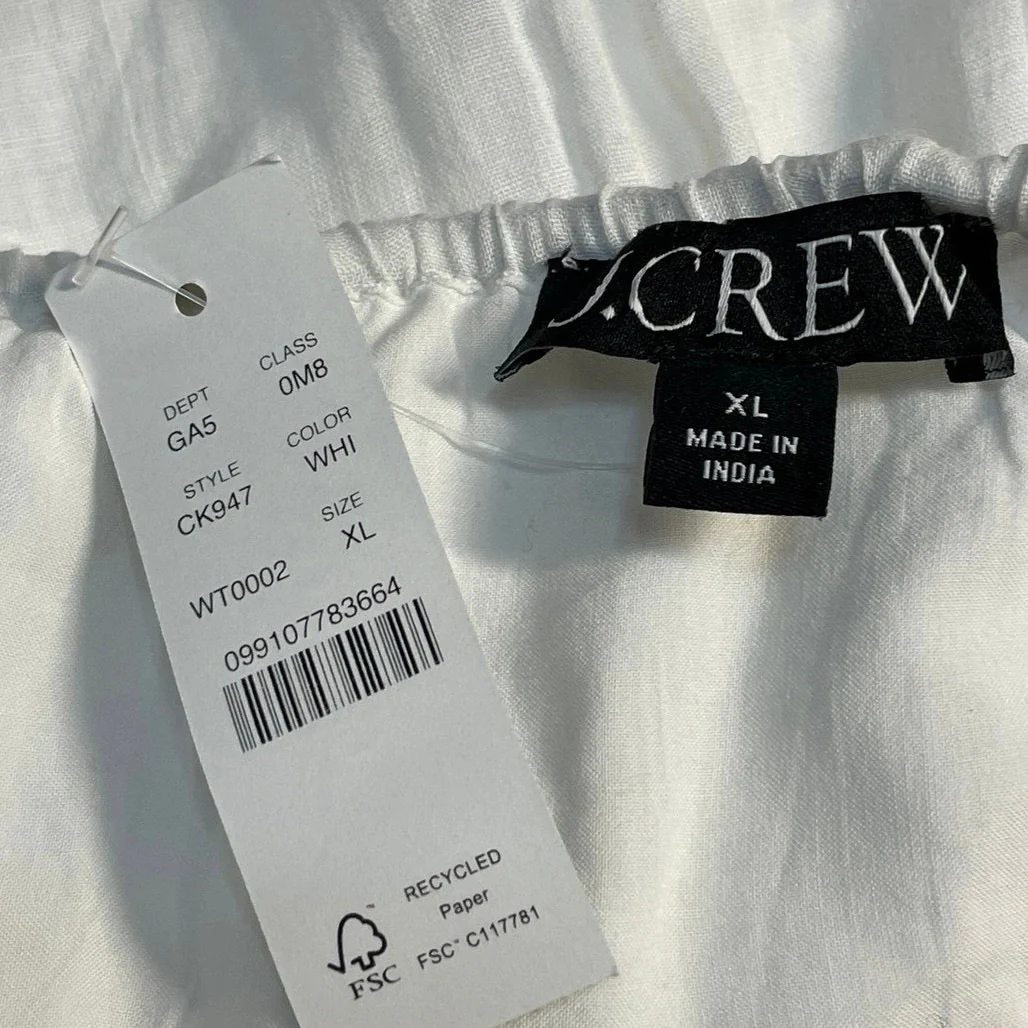 NEW J. Crew Women's White Peasant Boho Tiered Flowy Crinkle Maxi Skirt Size XL - Image 4