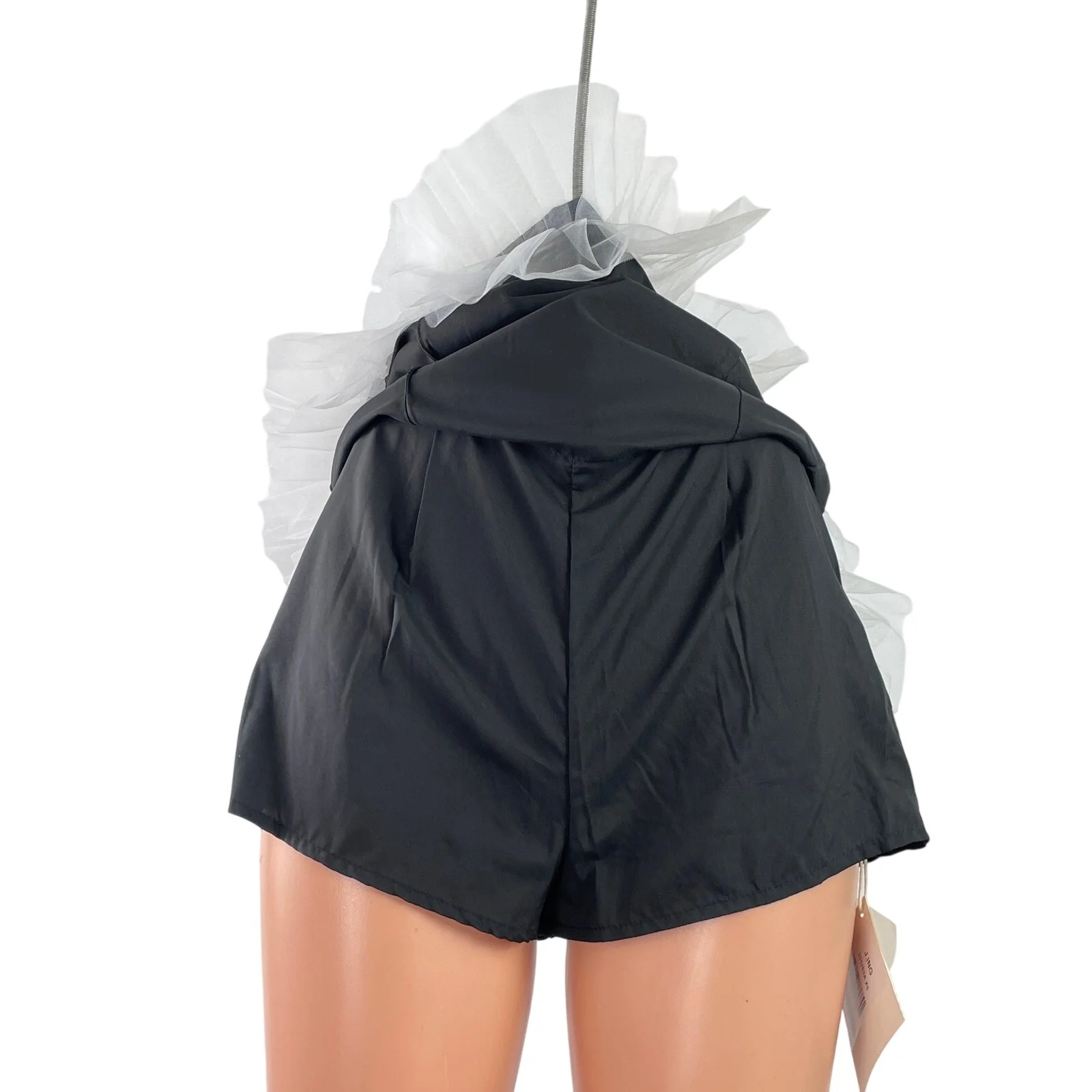 NEW J.Ing Black High Waist Ruffle Hem Built-in Short A Line Mini Skirt Skort XS - Image 4