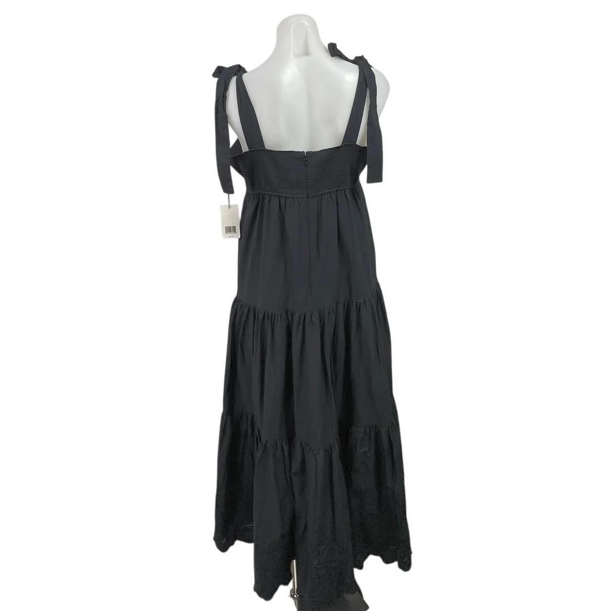NEW Jason Wu Black Sleeveless Tie Strap Square Neck Tiered A Line Maxi Dress XL - Image 3