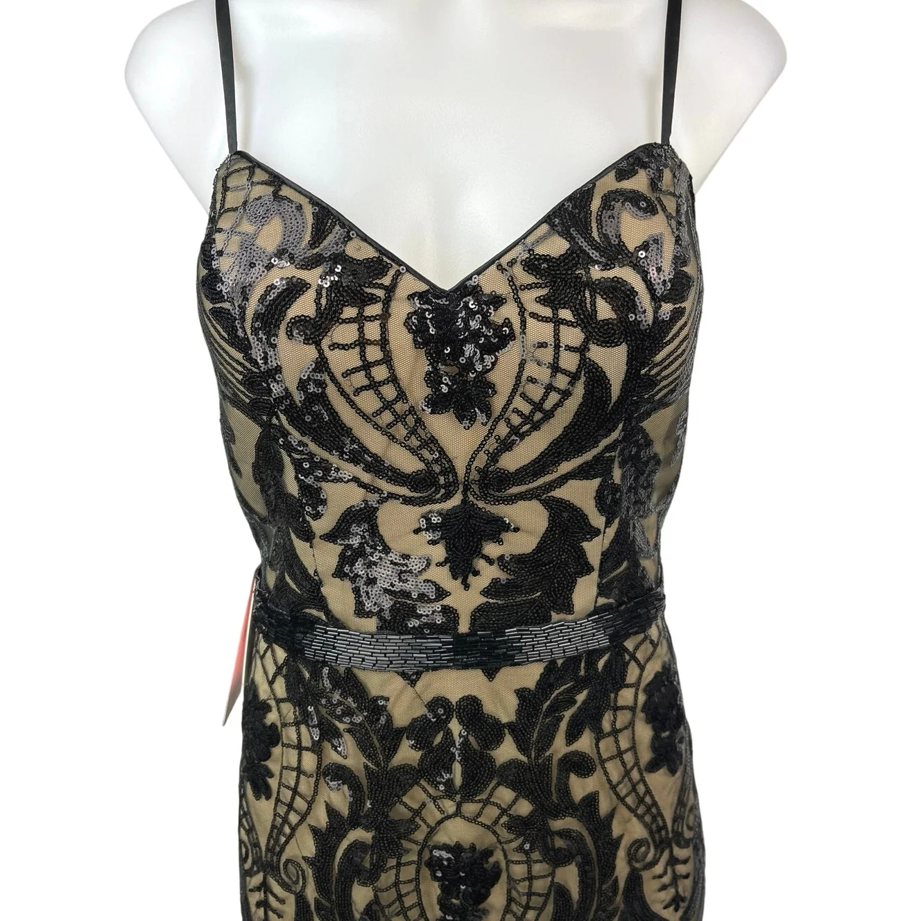 NEW JJ's House Gold Black Sequin Beaded Embellished Sleeveless Maxi Dress Sz 10 - Image 3