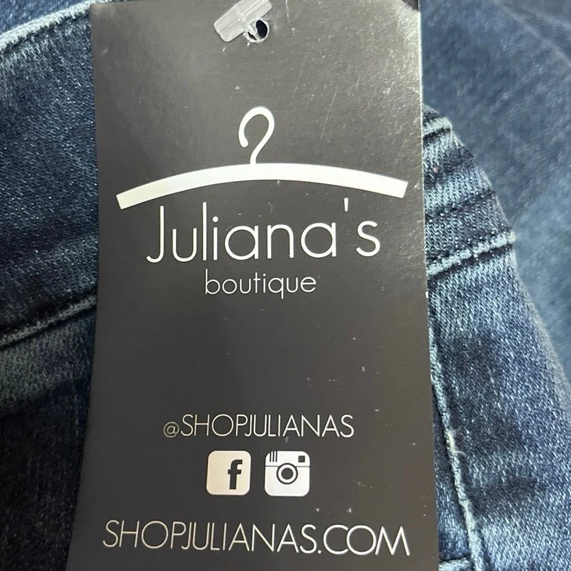 New Juliana’s Boutique Women's Blue Denim High Rise Fringe Trim Skinny Jeans M - Image 6