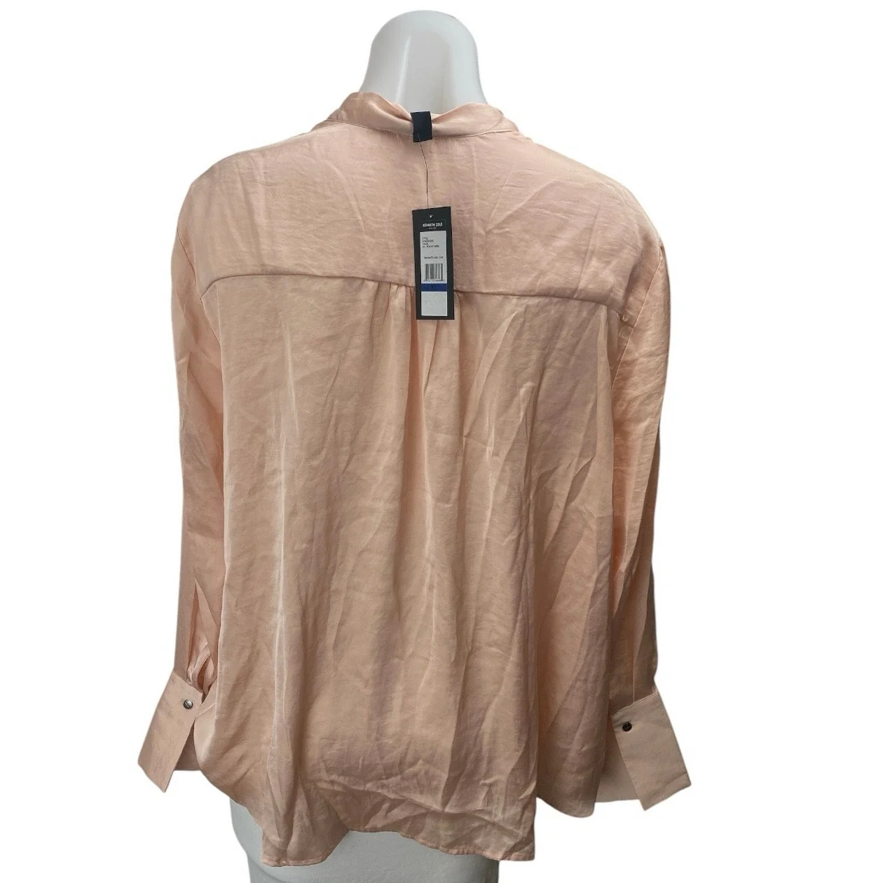 NEW Kenneth Cole Coral Silk Satin Long Sleeve V Neck Shirt Blouse Top Size XL - Image 2