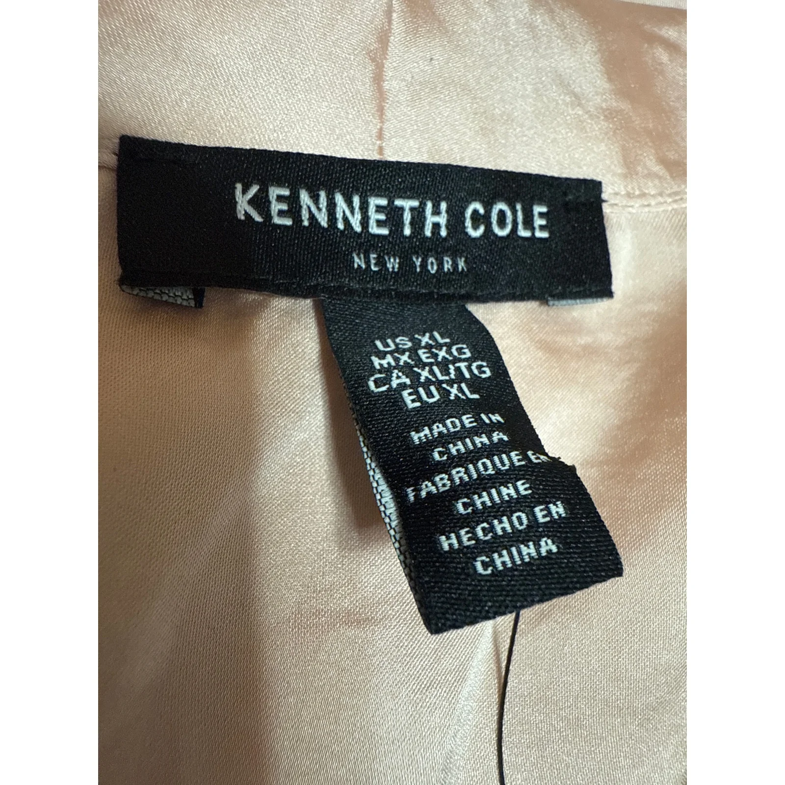 NEW Kenneth Cole Coral Silk Satin Long Sleeve V Neck Shirt Blouse Top Size XL - Image 3