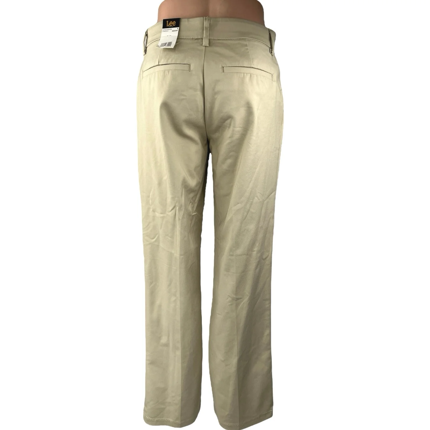 NEW Lee Flex Motion Beige Mid Rise Straight Wide Leg Trousers Dress Pants Size 6 - Image 3