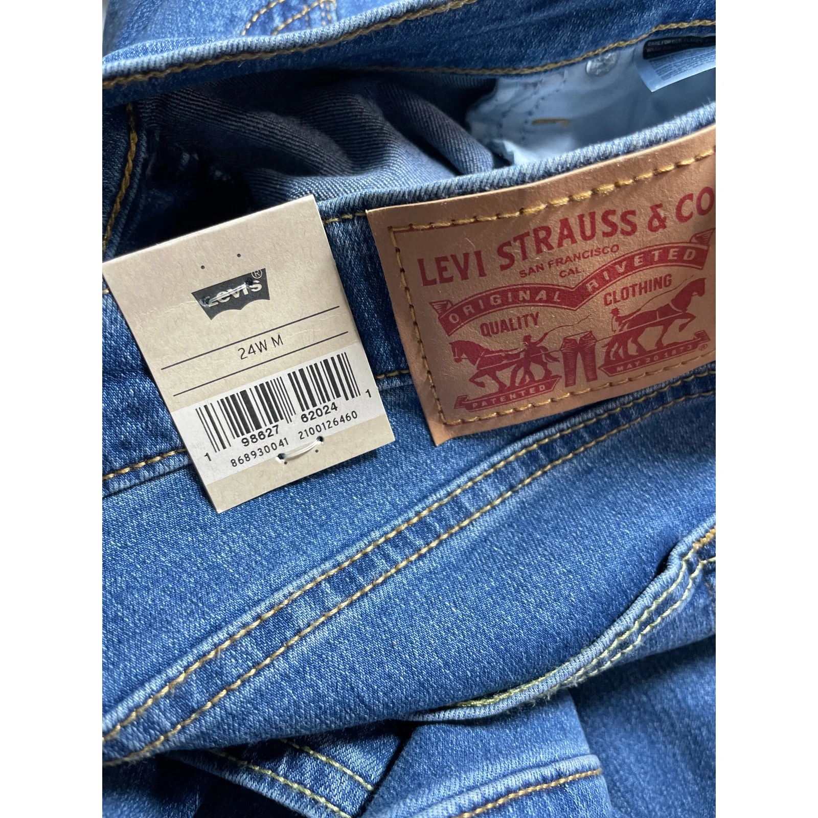 NEW Levi's Women's Blue High Rise Loose Straight Bootcut Denim Jeans Pants 24W - Image 10