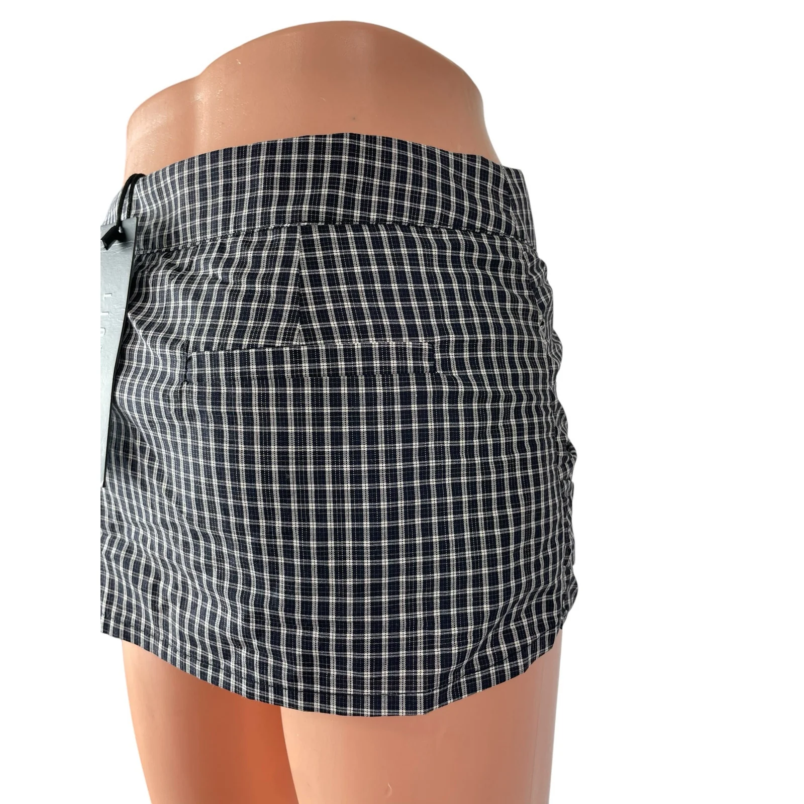 NEW Lioness Kensington Black Plaid Tie Wrap Low Waist Mini Skort Skirt Short XS - Image 4