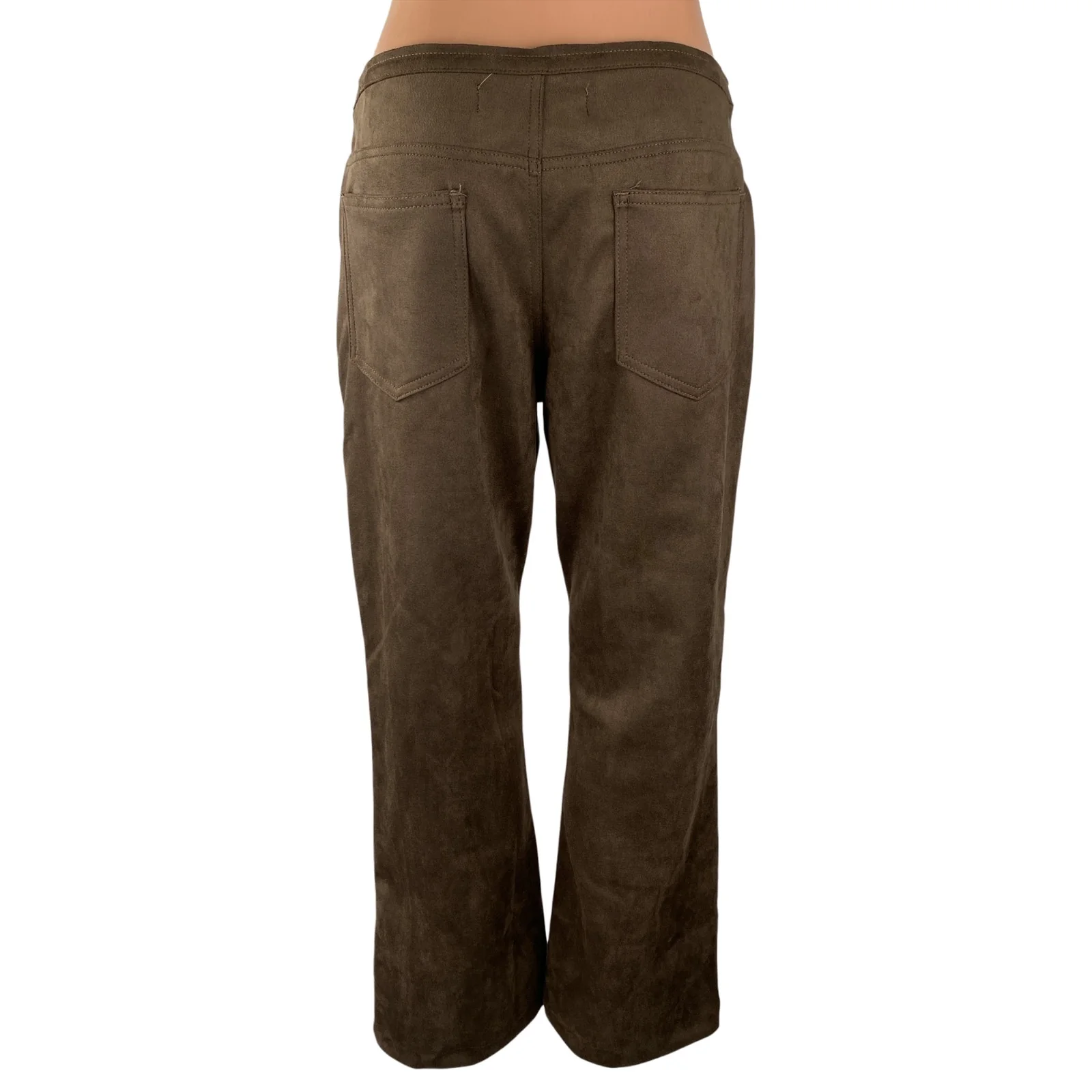NEW Lioness Womens Brown Pleated Mid Rise Flare Bootcut Trousers Pants Size M - Image 4