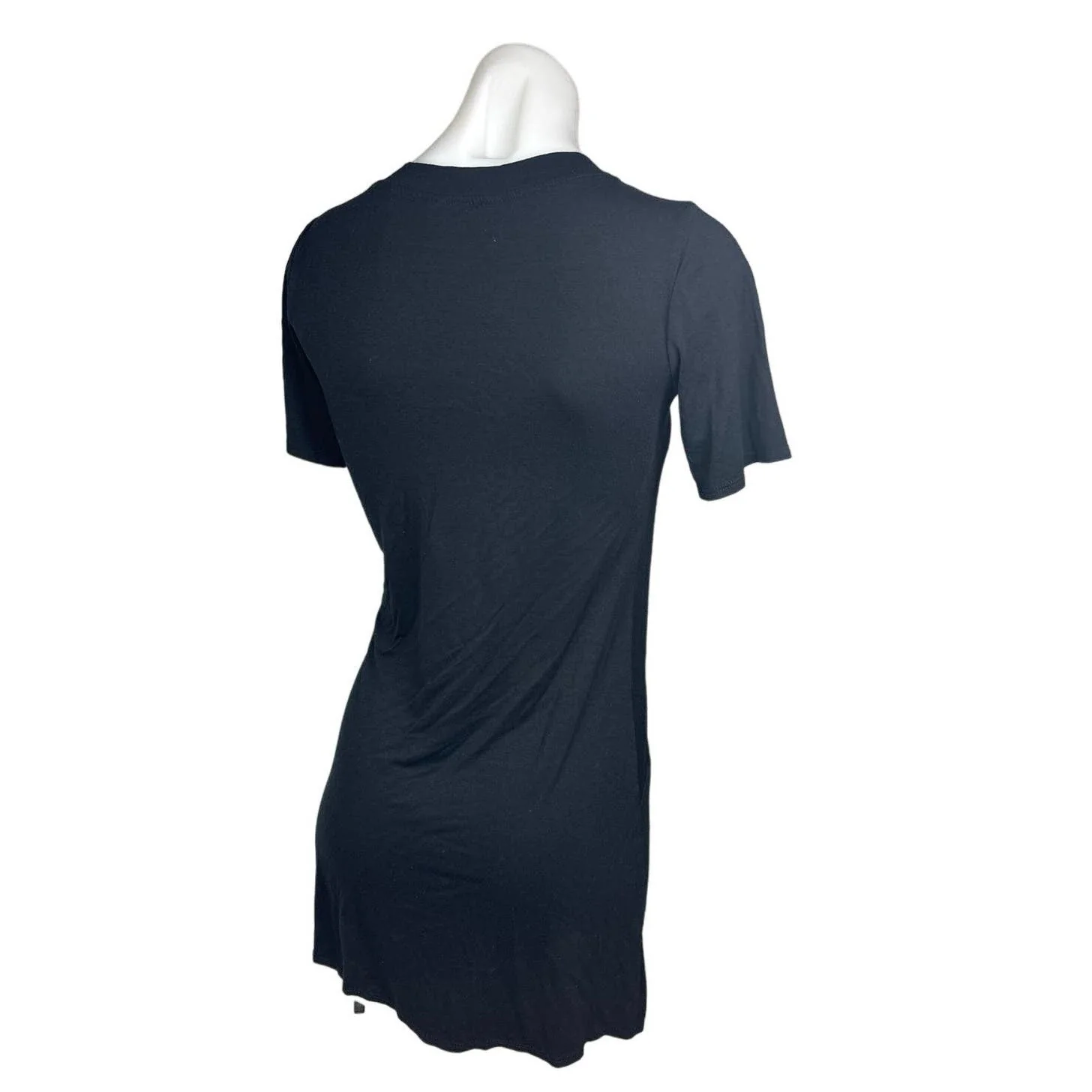 New Look Black Short Sleeve Tie Knot Basic Jersey Tunic T-Shirt Mini Dress Sz 0 - Image 3