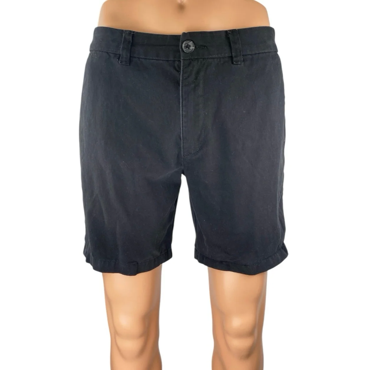 New Look Men's Black High Waisted Slim Leg Casual Khaki Chino Shorts Size 32