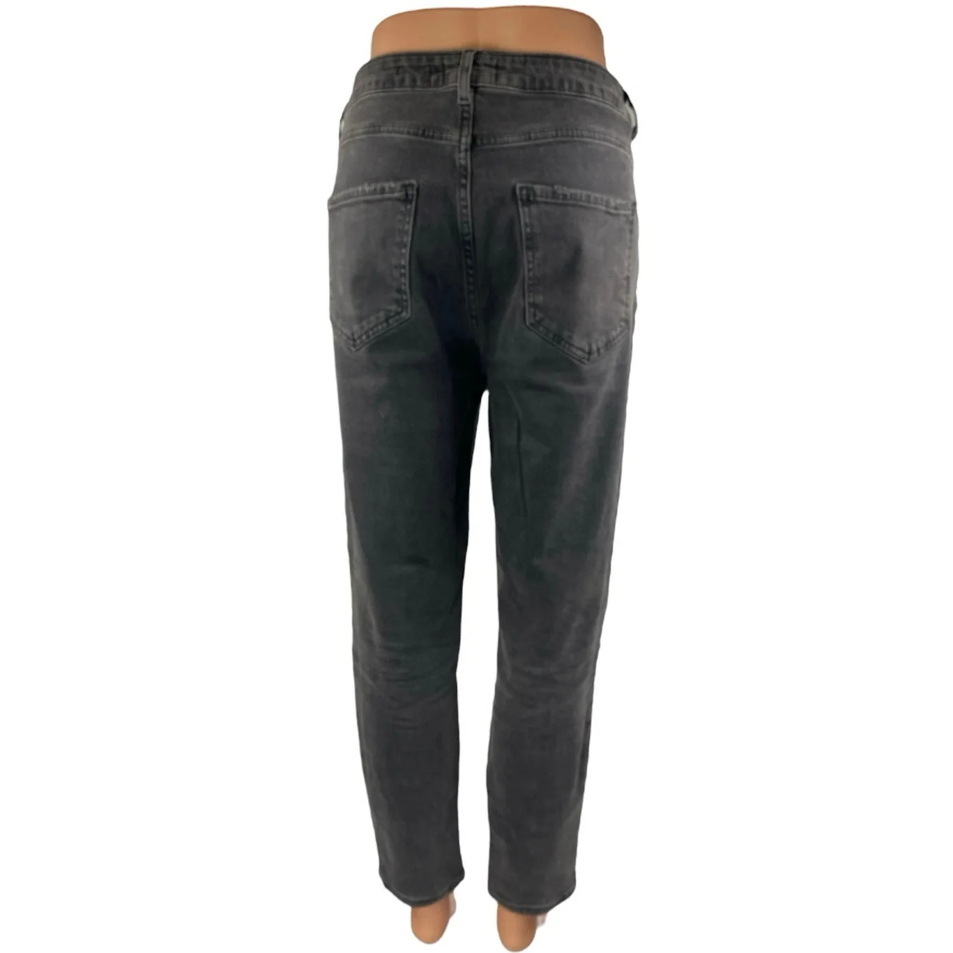 New Look Tori Women's Black Distressed High Waisted Straight Denim Mom Jeans 10 - Image 3