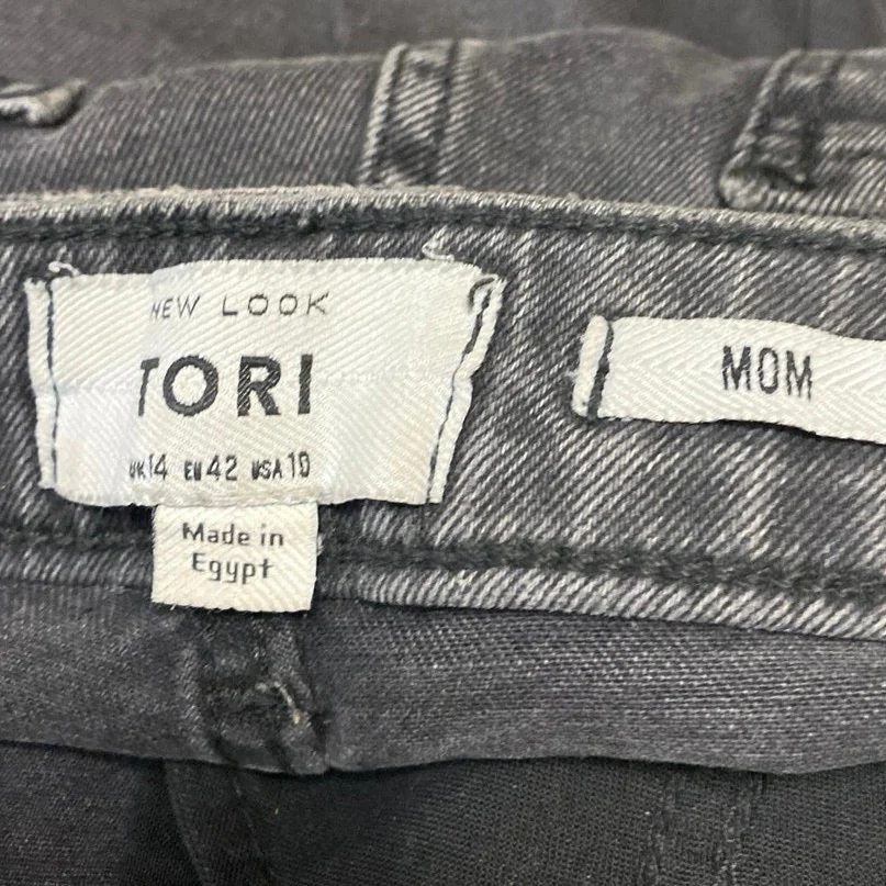 New Look Tori Women's Black Distressed High Waisted Straight Denim Mom Jeans 10 - Image 4